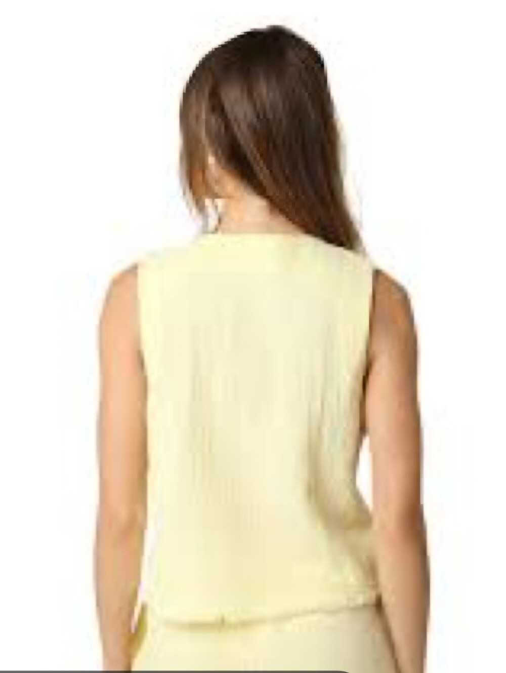 Natural Life Sleeveless Crinkle Cotton Gauze Top in a soft lime/yellow shade.